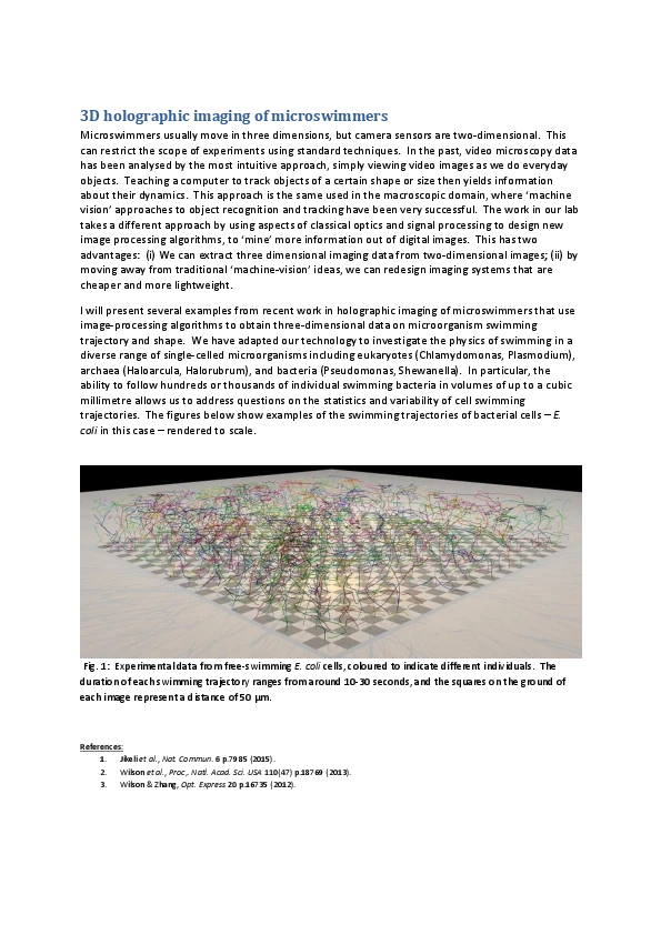 3D holographic imaging of microswimmers  logo