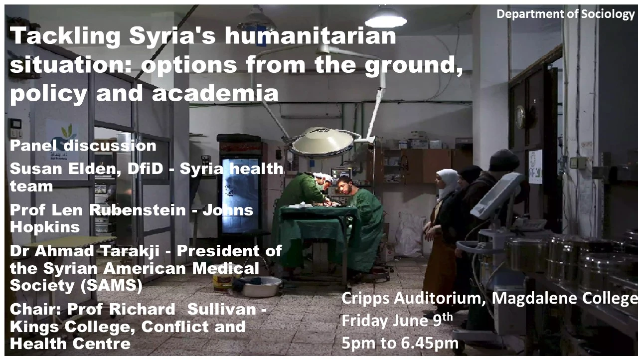 Panel discussion: Syria's humanitarian challenges: options from the ground, policy and academia logo