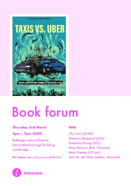 Hybrid book forum - Juan's book Taxis vs Uber:  Courts, Markets, and Technology in Buenos Aires logo