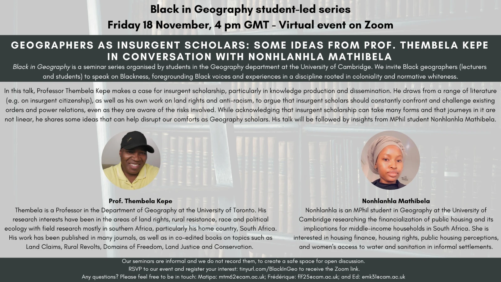 Black in Geography - Geographers as Insurgent Scholars 18 November at 4pm GMT logo