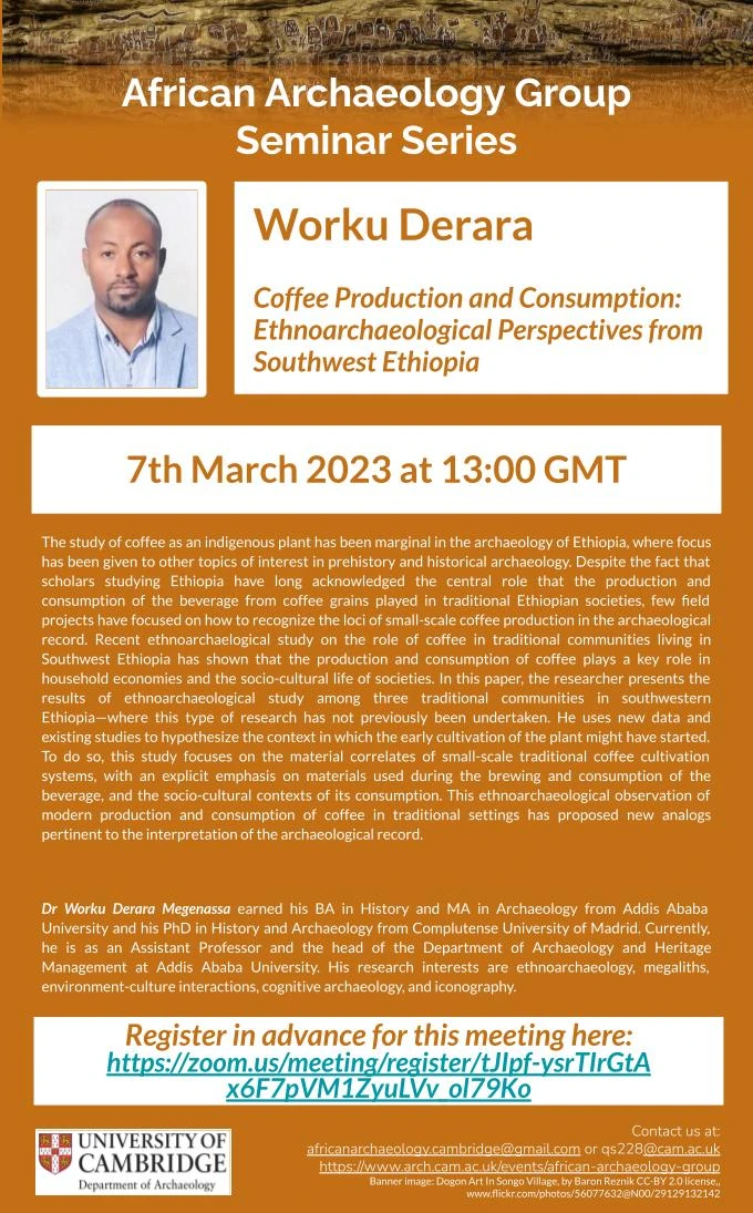 AAG Lent 2023 Seminar 4 - Coffee Production and Consumption: Ethnoarchaeological Perspectives from Southwest Ethiopia logo