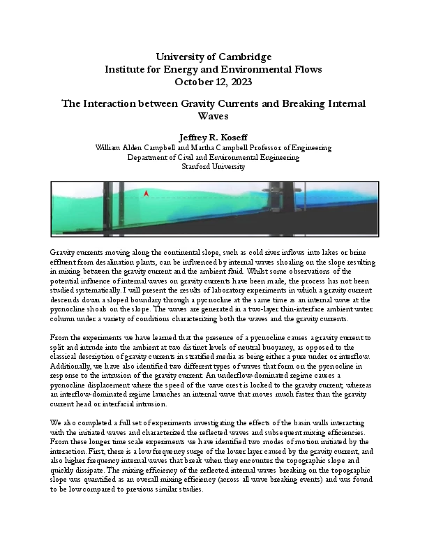 The Interaction between Gravity Currents and Breaking Internal Waves logo