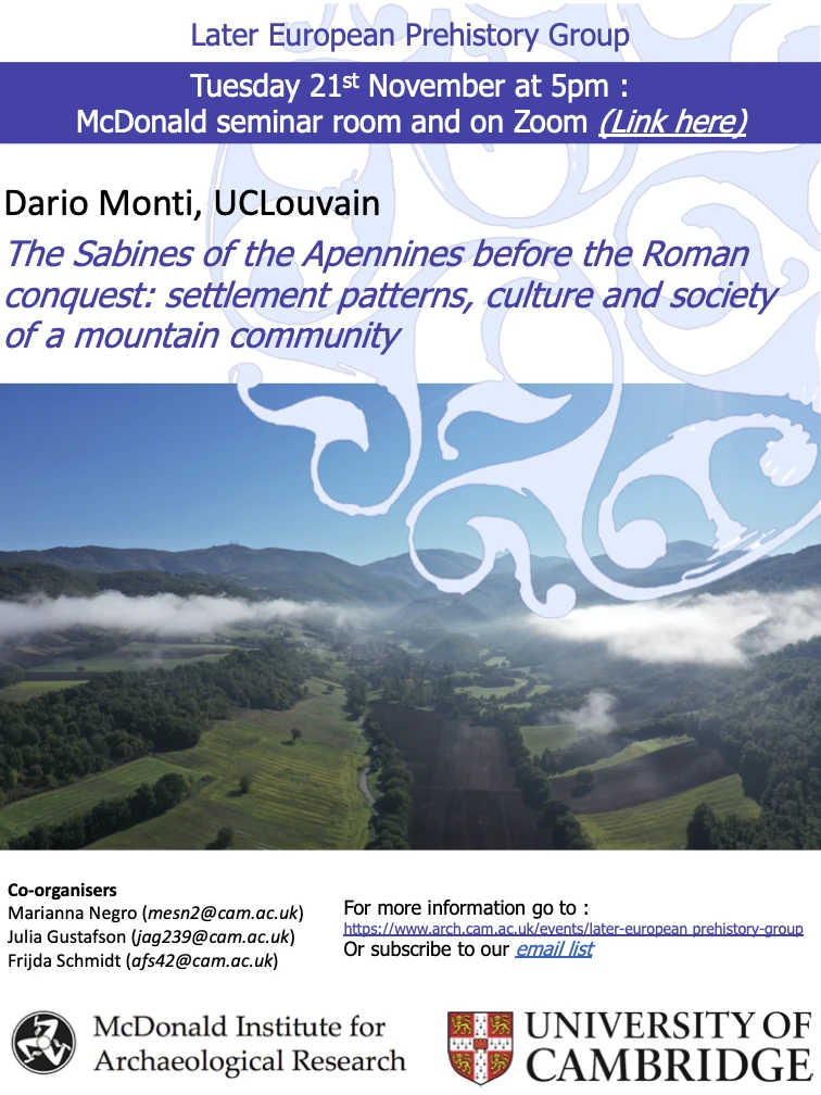 The Sabines of the Apennines before the Roman conquest: settlement patterns, culture and society of a mountain community. logo