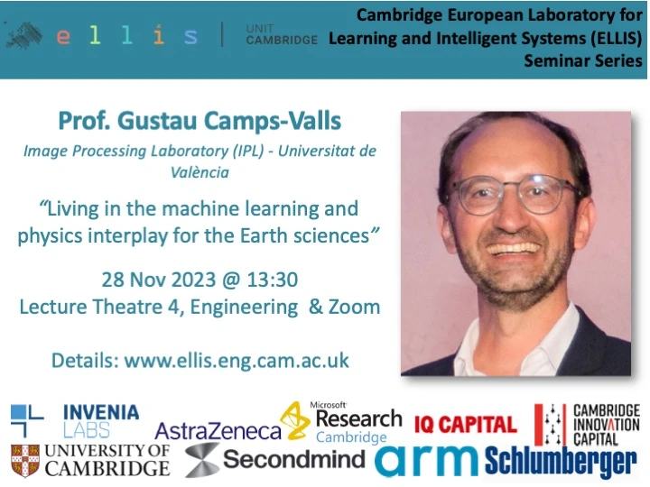 Cambridge ELLIS Seminar Series- Prof. Gustau Camps-Valls- 28 Nov  2023- 13:30 logo