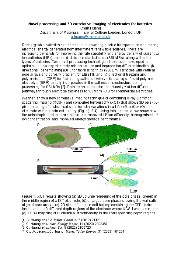 Novel processing and 3D correlative imaging of electrodes for batteries logo