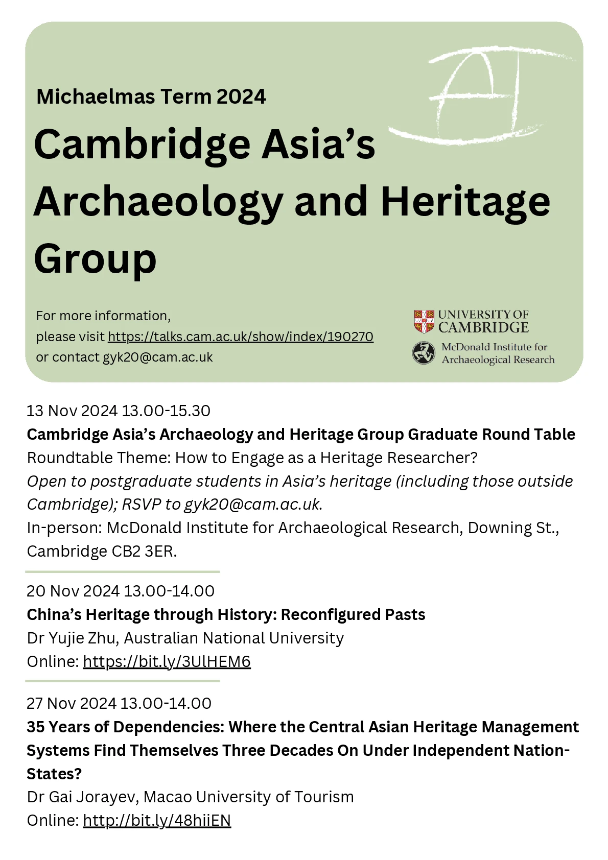 Department of Archaeology - Asian Archaeology Group Seminar Series logo