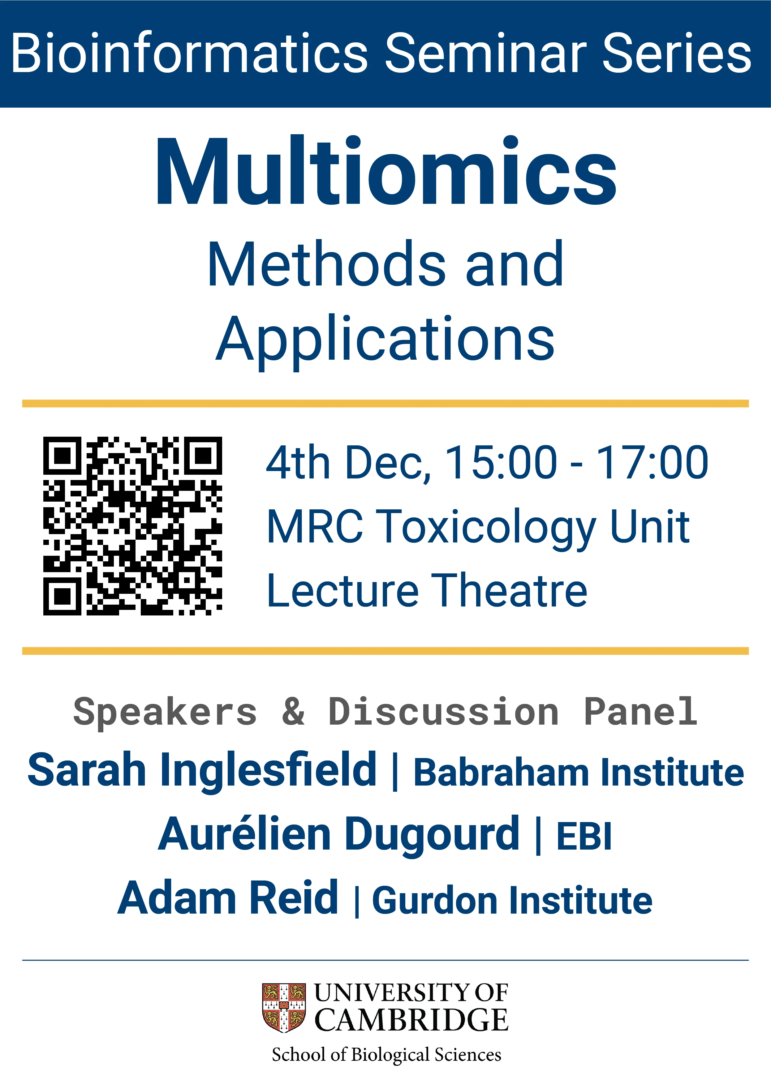 Bioinformatics seminar series: Multiomics methods and applications logo