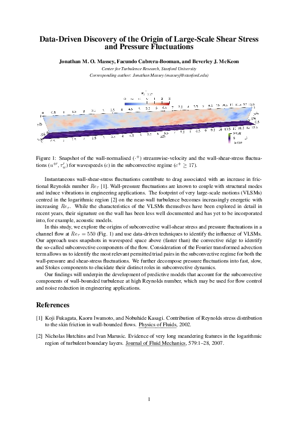 Data-driven discovery of the origin of large-scale shear stress and pressure fluctuations logo