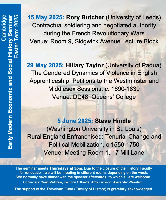 Early Modern Economic and Social History Seminars logo