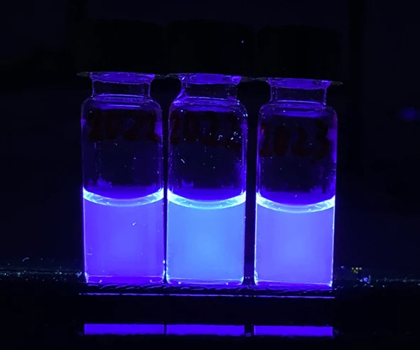 Water-based quantum dots liquid scintillator for particle physics logo