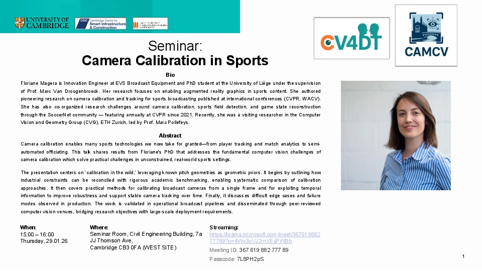 Camera Calibration in Sports, F. Magera, Seminar logo