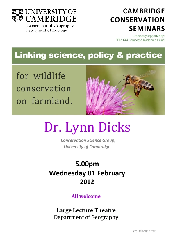 Linking science, policy &amp; practice for wildlife conservation on farmland. logo