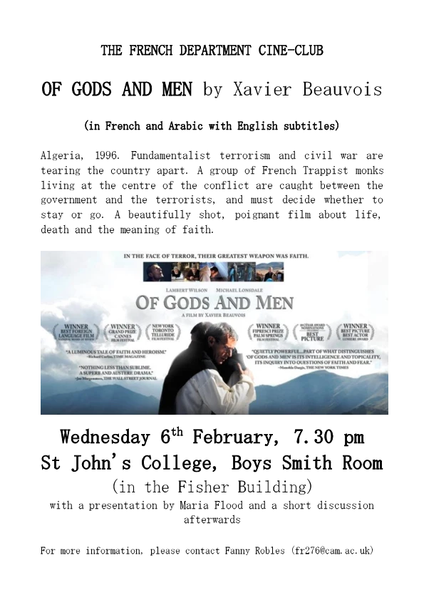 Second Session of the French Department Ciné-Club: 'Of Gods and Men', by Xavier Beauvois logo