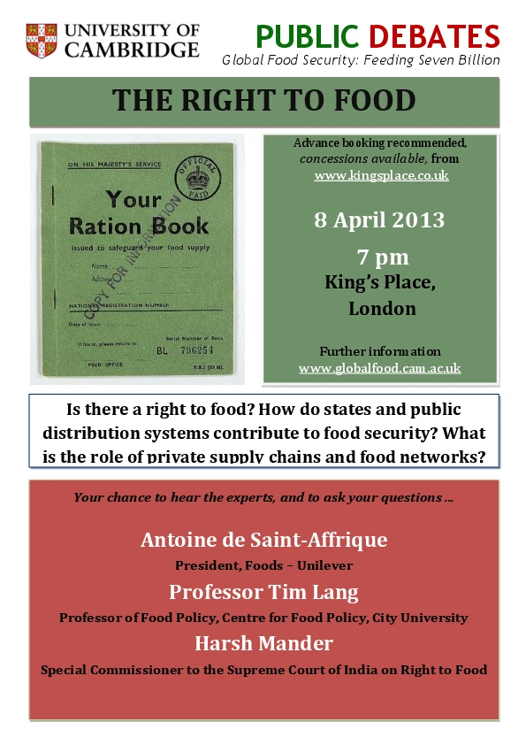 Public debate in Global Food Security: The Right To Food logo