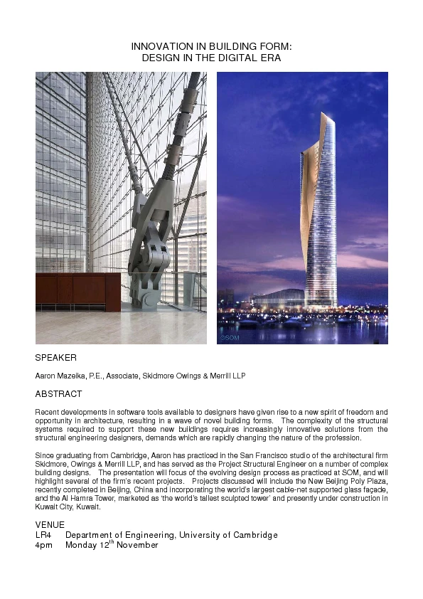 Innovation in Building Form:  Design in the Digital Era logo