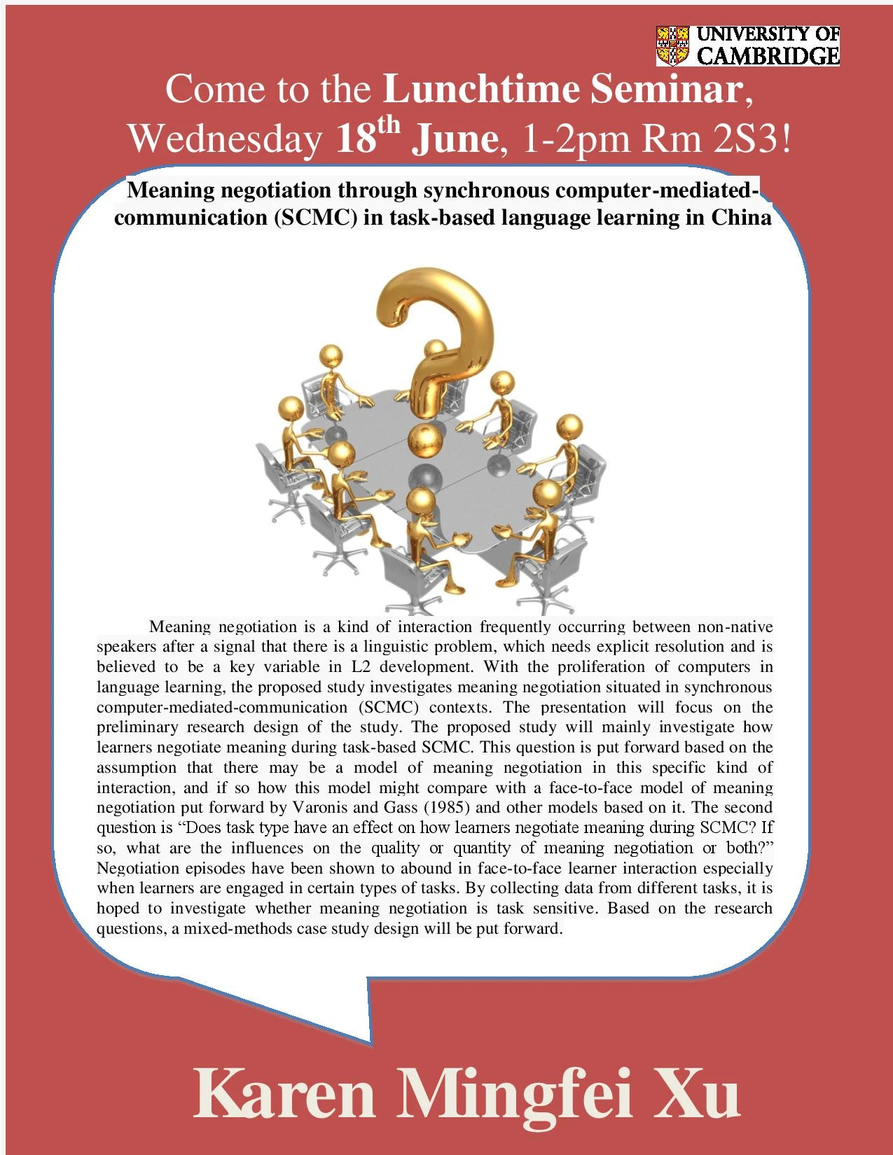 Meaning negotiation through synchronous computer-mediated-communication (SCMC) in task-based language learning in China logo